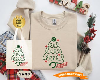 Merry Christmas Stethoscope Sweatshirt, Christmas Crewneck, CNA Gift, Christmas Gift, Nurse Holidays Gift, Medical Worker Christmas Sweater