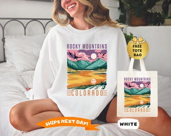 Rocky Mountains Sweatshirt, Colorado Sweatshirt, Colorado Rockies Sweatshirt, Colorado Mountains Hiking Crewneck, Retro Oversized Sweatshirt