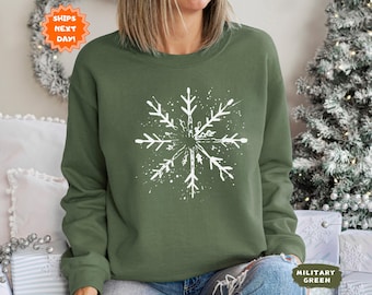 Vintage Snowflake Sweatshirt, Matching Christmas Hoodie, Holiday Sweater, Family Christmas Gift, Snowflake Graphic Sweatshirt