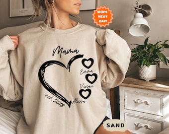 Mama Personalized Sweatshirt with Kids Names,  Custom Mom Sweater, Personalized Mom Hoodie, Custom Names Mom Sweatshirt, Custom Gift for Mom
