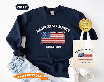 Rejecting Kings Since 1776 Protest Sweatshirt, Pro Democracy Hoodie, Anti Authoritarianism Sweatshirt, No Kings Shirt, Resist Liberal Shirt