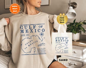 Gulf of Mexico Sweatshirt & Hoodie, Golfo de México 1550 Retro Vintage Art Sweater, Gulf of Mexico, Gulf of Mexico Forever Unisex Sweatshirt