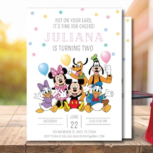 Invito per festa di compleanno Oh Toodles Minnie Mickey Mouse Clubhouse Donald Pluto Daisy MODIFICABILE Tema di compleanno Disney DOWNLOAD IMMEDIATO MF2