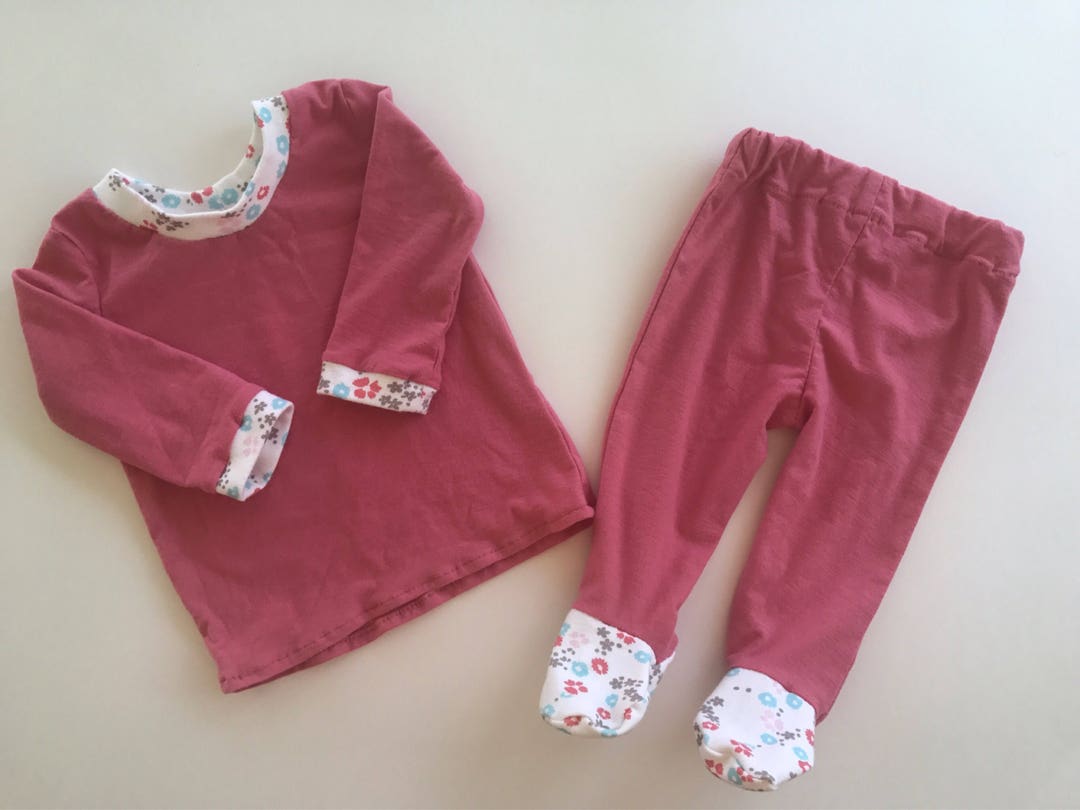 OOAK Footed Pajamas, 6M, Pajama Set, Pjs With Feet, Pants With Feet 