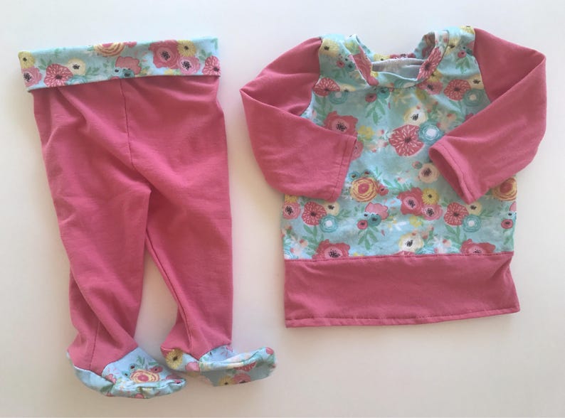 Footed Pajama Pants Sleepwear Cotton Lycra Footie Pants Set