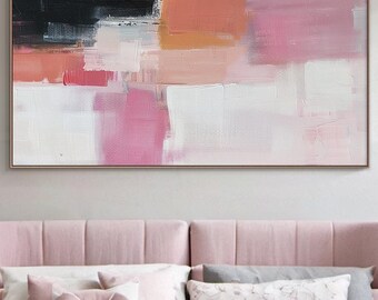Rosa abstrakte Malerei auf Leinwand, bunte strukturierte Wandkunst für Schlafzimmer-Dekor