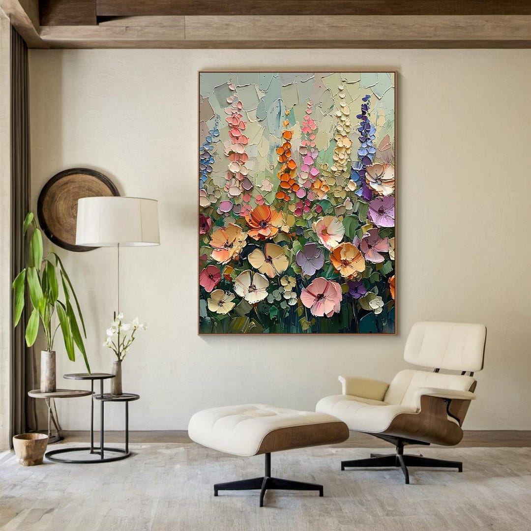 Floral Wall Art Original Texture Modern Painting Multicolor Abstract ...