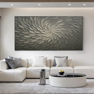 Flower Oil Painting on Canvas, Bohemian Artist Outfit Blooming Flower Botanical Landscape Art Living Room Decor Painting Wall Decor Painting