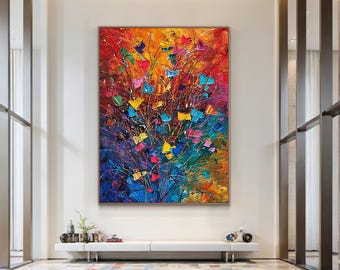 鮮やかな抽象アート、カラフルな抽象画、ミッドセンチュリーモダン