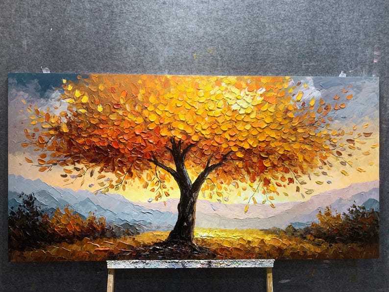 Original Tree of Life Oil Painting on Canvas, Large Custom Wall Art ...