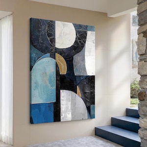 Neutral Beige Painting, Blue & Beige Wall Painting, Wabi Sabi Wall Art, White Wall Art,Blue Painting,Blue Abstract Art,Beige Room Wall Decor