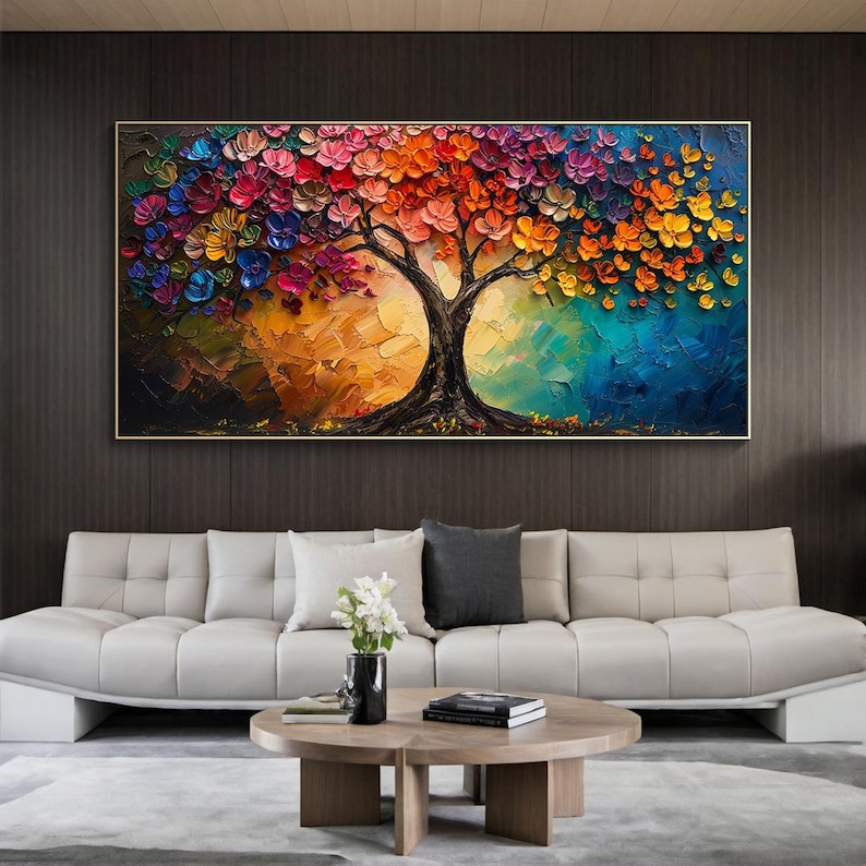 Original Tree of Life Oil Painting on Canvas, Large Custom Wall Art ...