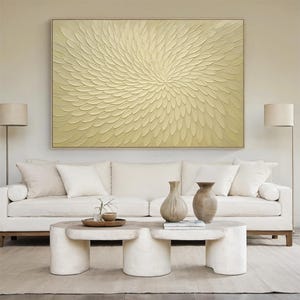 Flower Oil Painting on Canvas, Bohemian Artist Outfit Blooming Flower Botanical Landscape Art Living Room Decor Painting Wall Decor Painting