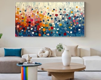 Pintura al óleo abstracta con textura colorida sobre lienzo, arte de pared extragrande, pintura personalizada, arte minimalista original, decoración moderna para sala de estar y hogar