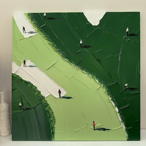 Green Golf Course Abstract Painting, Sports Landscape Canvas Art, Modern Golf Wall Art for Home Decor, Housewarming Gift for Men image 4