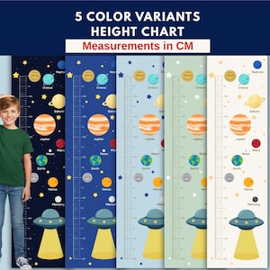Space Height Chart, Solar System Planets, Kids Room Wall Art (PDF Download)