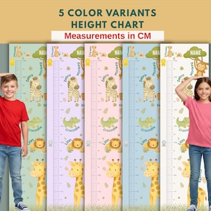 Safari Animals Growth Chart for Kids, Printable Height Chart, Jungle Nursery Wall Art, Neutral Nursery Decor, Kids Room Measurement Ruler