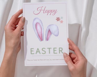 Spring Bunny Easter Card: Printable Greeting Card (Digital Download)