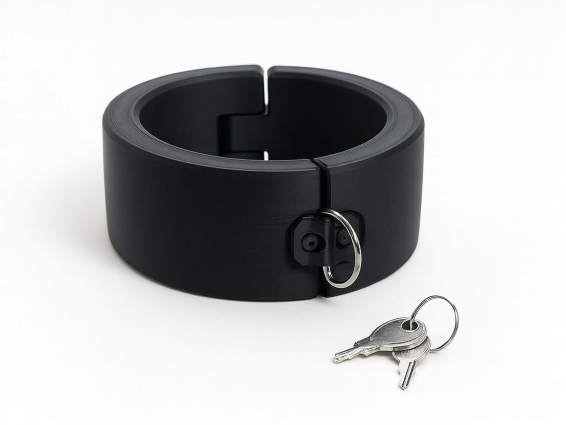 Rigid Locking Plastic BDSM Collar | Custom Sized | Quick-Lock Design | Restraint Collar