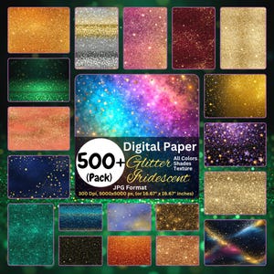 Iridescent Glitter Digital Paper Pack, Sparkling Download Wedding Backgrounds, Digital Paper Set Printable Texture