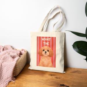 What The Cavapoo Tote Bag | Cute Dog Illustration, Canvas Shopping Tote
