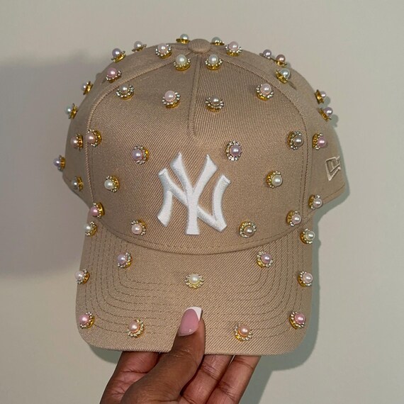 Tan NY Yankees Pearl Bling Hat - Etsy display picture 3