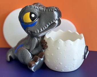 Velociraptor pop corn bucket dinosaur 3D Printed set Dino T-Rex drinkware funny gifts Cute School Supplies teens back to school Blue Rex