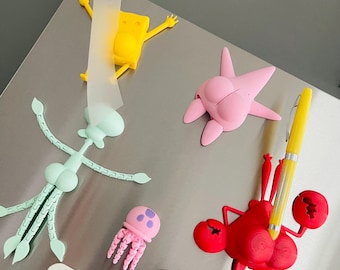 Set de imanes de traseros de esponja marina y amigos. Divertidos imanes de traseros impresos en 3D. Decoración hilarante para nevera inspirada en dibujos animados. Regalo ideal para aniversarios y compañeros de trabajo.
