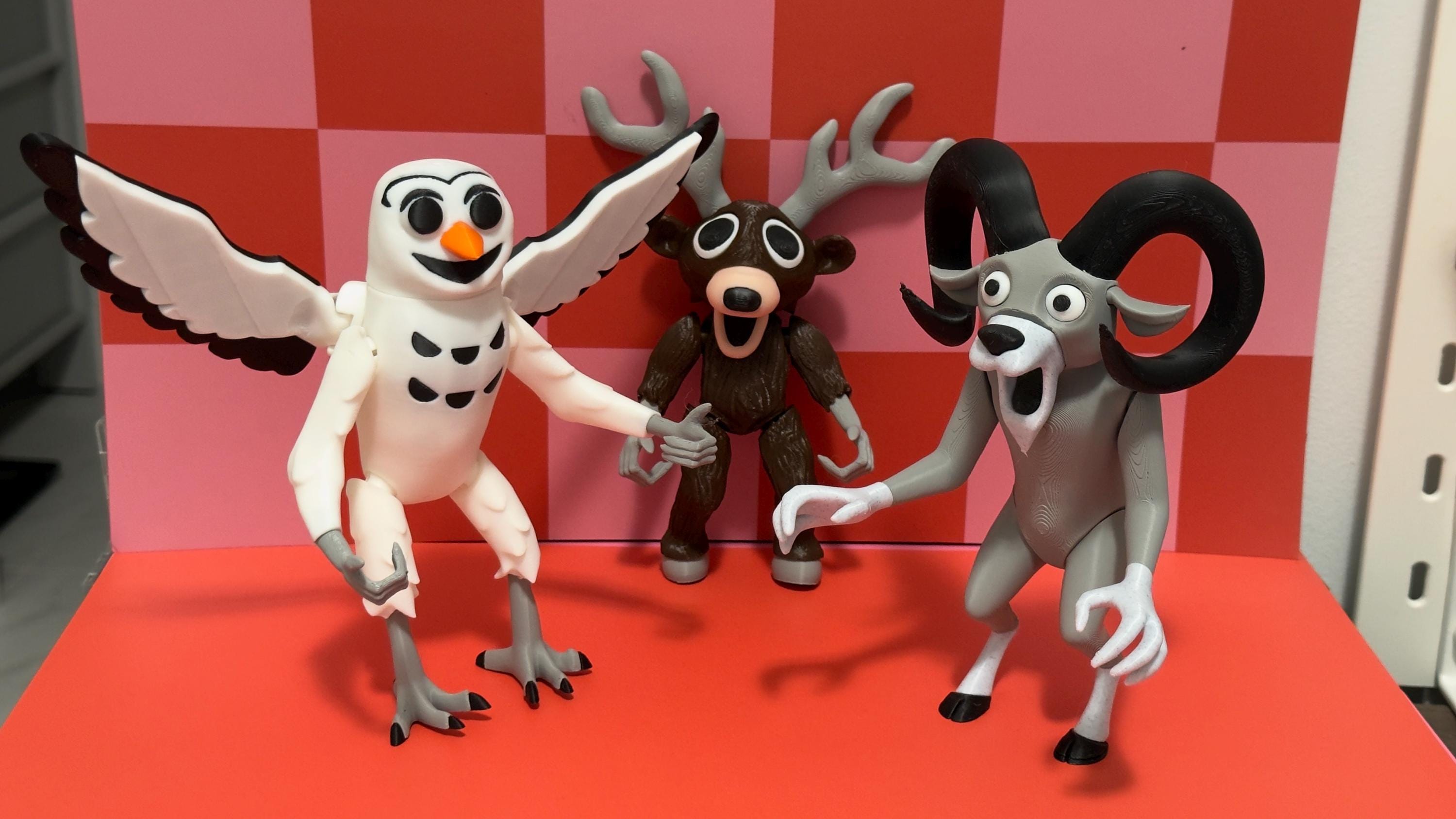 99 Nights In The Forest The Ram The Owl The Deer Figurine, Articulated 3D Printed Toy, Unique Fantas