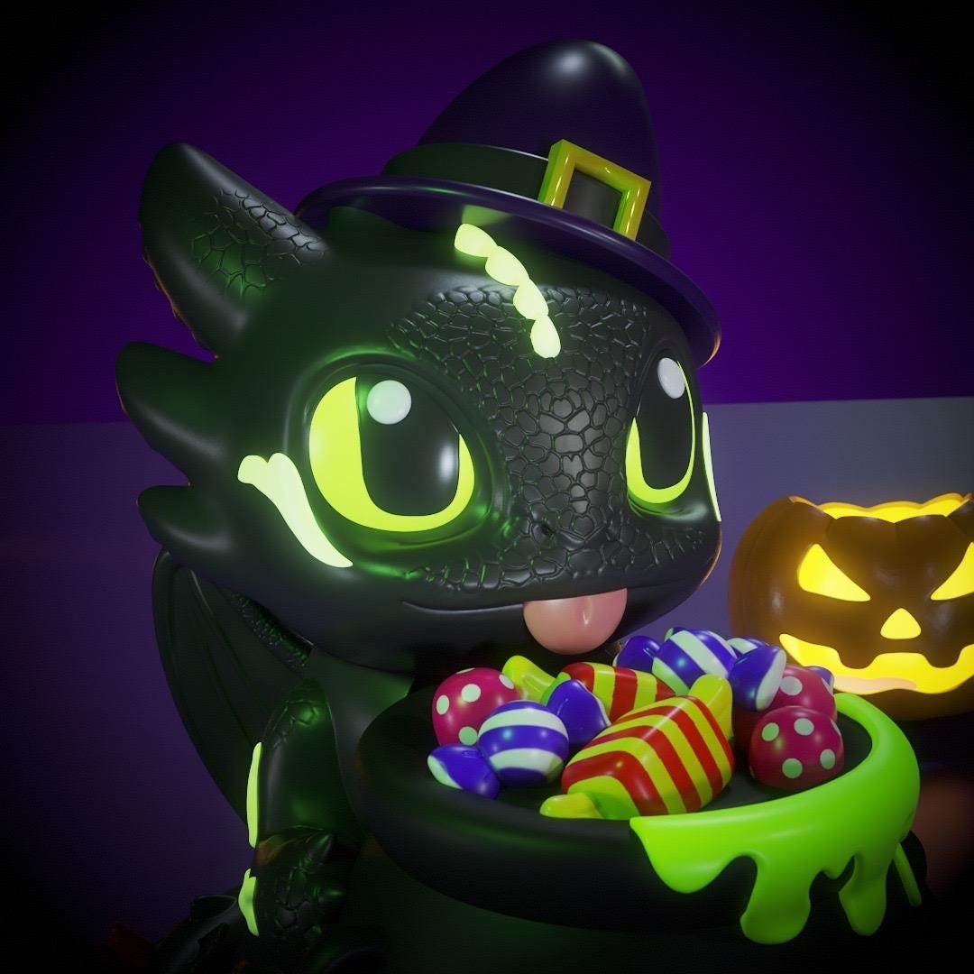 Toothless Popcorn Bucket Halloween 3D Printed Cauldron Decoration, Cute ...