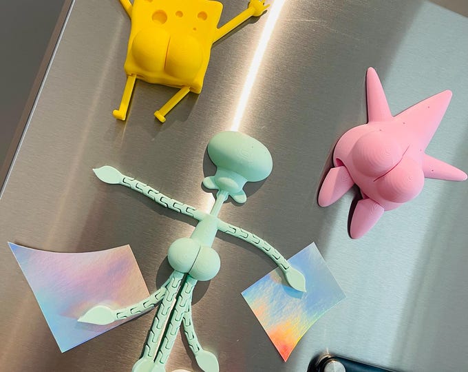 Sea Sponge and pals butt magnets Funny 3D Printed Butt Magnets Hilarious Cartoon inspired Fridge Decor Meme Gift Kawaii Office & Locker