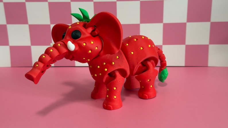 Strawberry Elephant steal a brainrot articulated figure 3d printed Italian Brainrot image 7
