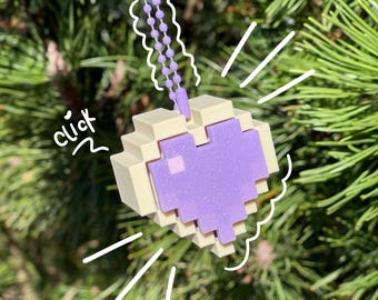 Pixel Heart Keychain Clicker Fidget Toy Cute Gamer Gift 8-Bit Aesthetic Anxiety Relief Retro Gaming Accessory Gifts for gamers girlies