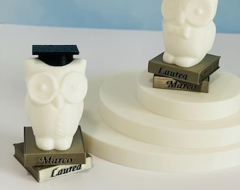 Custom Name Graduation Owl Figurine 3D Printed Personalized Gift for Graduates 2025 Keepsake Owl on Books with Cap Unique Grad Party Favor