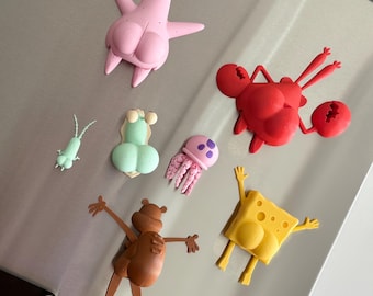 Sea Sponge and pals butt magnets Funny 3D Printed Butt Magnets Hilarious Cartoon inspired Fridge Decor Meme Gift Kawaii Office & Locker
