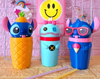 Blue monster Tumbler Cup 3D Printed Kawaii Angel:  Cute Anime Gift bottle with Lid and Straw cute cup