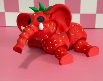 Strawberry Elephant steal a brainrot articulated figure 3d printed Italian Brainrot