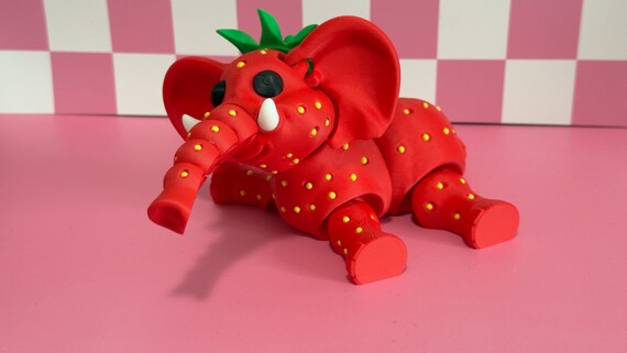 Strawberry Elephant steal a brainrot articulated figure 3d printed Italian Brainrot