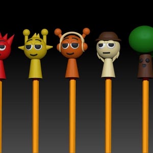 Sprunki Pencil Toppers 3D Printed Cute Desk Accessories Kawaii Stationery Funny Gifts for Students Gamers back to school pencil Topper