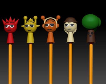 Sprunki Pencil Toppers 3D Printed Cute Desk Accessories Kawaii Stationery Funny Gifts for Students Gamers back to school pencil Topper