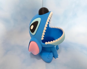 Stitch Inspired Popcorn Bowl 3D printed – Funny Movie Night Snack Holder Cute Lilo and Stitch Kitchen Decor Stitch lovers gift GAG kids