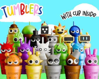 Custom Sprunki tumblers 3D Printed Colorful drinkware funny gifts Cute School Supply Gift for Gamers teens and Students Sprunkies art fan