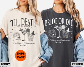 Halloween Bachelorette shirt Bride Or Die Shirts Til Death Do Us Party Funny Halloween Bachelorette Party Shirts Spooky Bridal Party Gift