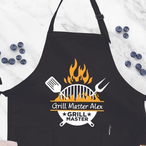 Custom Grill Master Apron, Personalized Apron, Grill Apron, Father&#39;s Day Gift, Kitchen Apron, Cooking Apron, Custom BBQ Apron, Dad Gifts