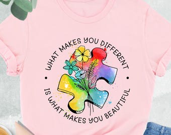 Wildflower Autism Shirt, What Makes You Different Shirt, Autism Awareness, Autism Puzzle Piece Tee, Autism Mom Shirt, Autism Teacher Tshirt