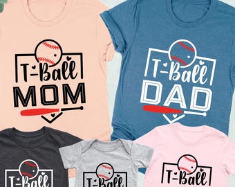 Custom Tee-ball Family Shirts, Tee Ball Shirts For Family, T-ball Game Day Shirts, Tball Family Tshirts, Tball Gift, Youth Baseball Fan Tees