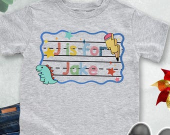 Custom Name Alphabet Kids Shirt, Personalized Kids Back To School Shirt, Kindergarten Shirt, Toddler School Shirt, First Day of School Tee