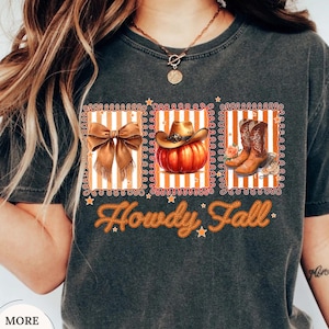 Comfort Colors® Retro Western Fall Shirt, Howdy Fall Shirt, Howdy Pumpkin Shirt, Fall Cowboy Boots Shirt, Coquette Fall Shirt, Autumn Tee