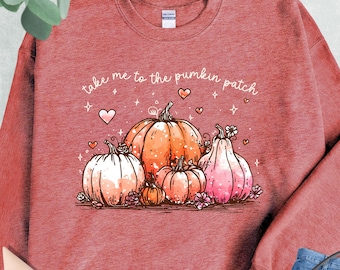 Take Me To The Pumpkin Patch Sweatshirt, Boho Floral Pumpkin Sweater, Pumpkin Season Hoodie, Fall Harvest Gifts for Women, Autumn Sweatshirt