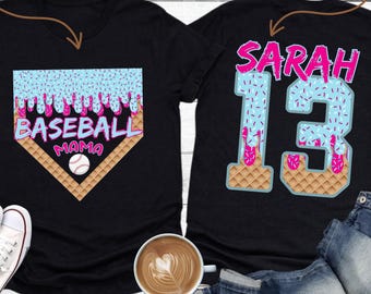 Custom Baseball Drip Shirt, Baseball Mama Shirt, Custom Baseball Jersey, Icecream Baseball Drip, Baseball Game Day Tshirt, Sports Mom Shirt